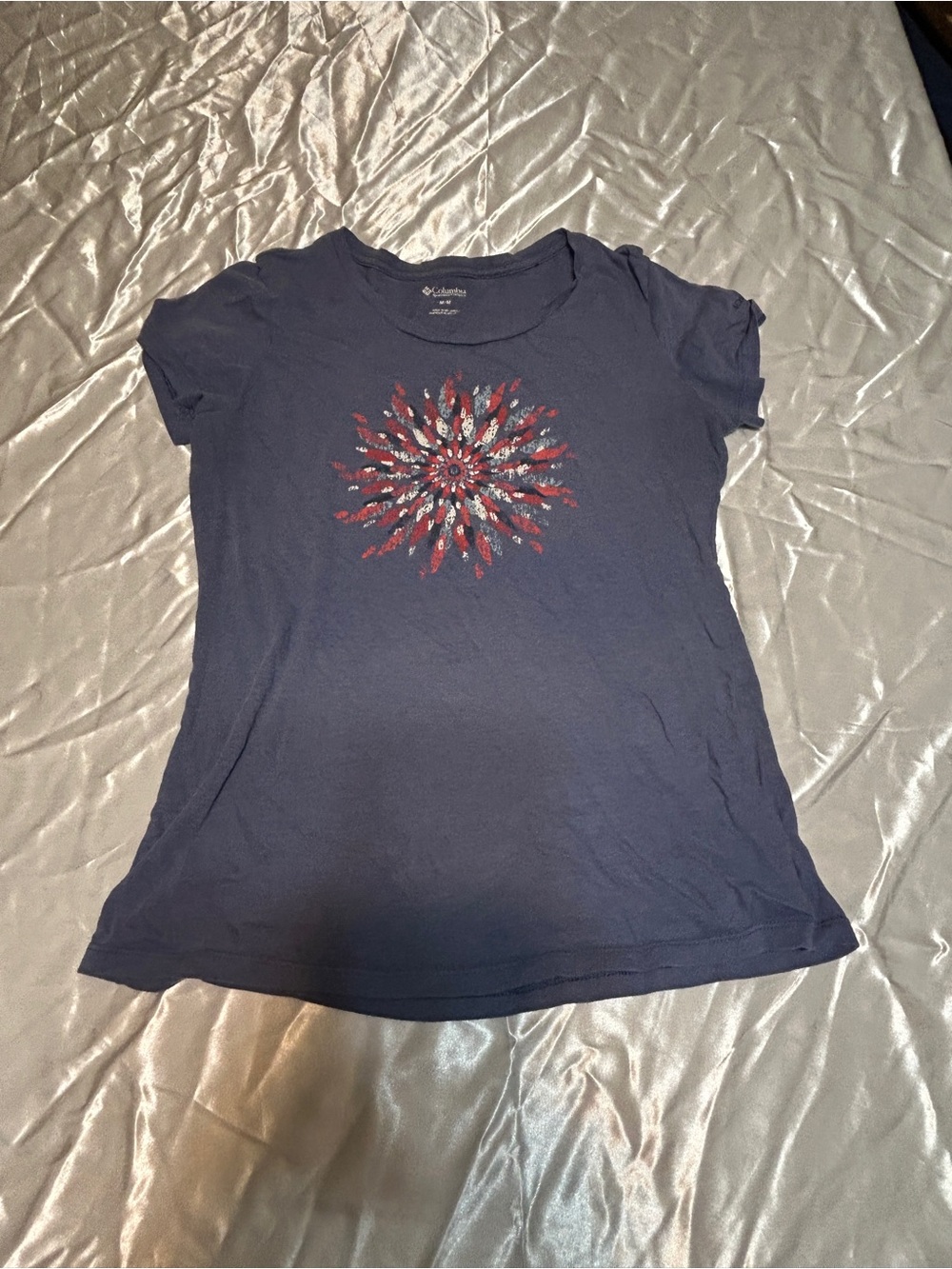Columbia Blue Starburst Graphic Tee Shirt Size M